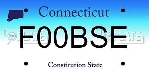 F00BSE Connecticut License Plate
