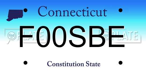 F00SBE Connecticut License Plate