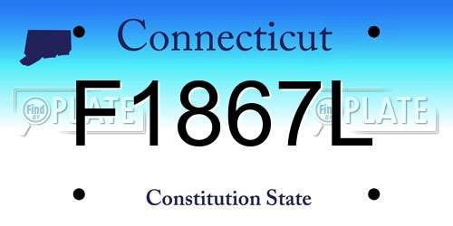 F1867L Connecticut License Plate