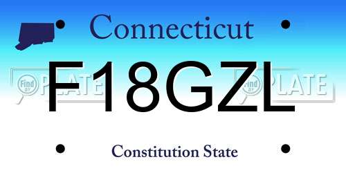 F18GZL Connecticut License Plate