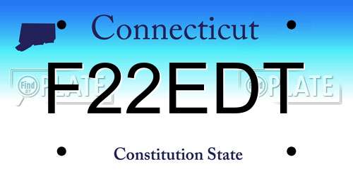 F22EDT Connecticut License Plate