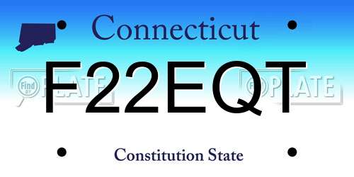F22EQT Connecticut License Plate