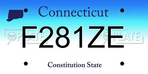 F281ZE Connecticut License Plate