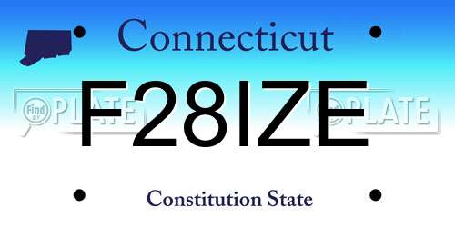 F28IZE Connecticut License Plate