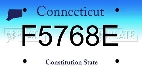 F5768E Connecticut License Plate