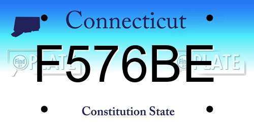 F576BE Connecticut License Plate