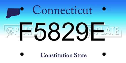 F5829E Connecticut License Plate