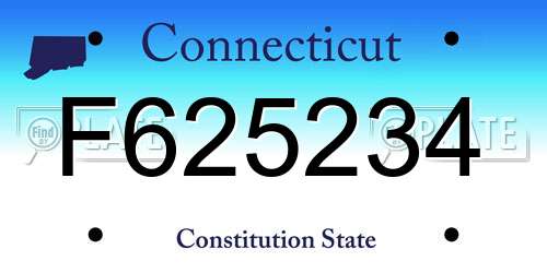 F625234 Connecticut License Plate
