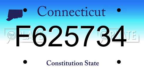 F625734 Connecticut License Plate