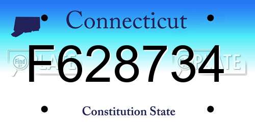 F628734 Connecticut License Plate