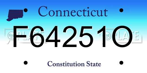F64251O Connecticut License Plate
