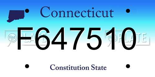 F647510 Connecticut License Plate