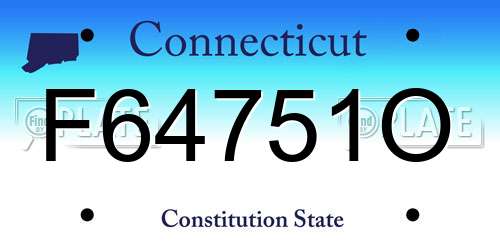 F64751O Connecticut License Plate