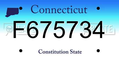 F675734 Connecticut License Plate