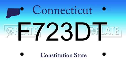 F723DT Connecticut License Plate
