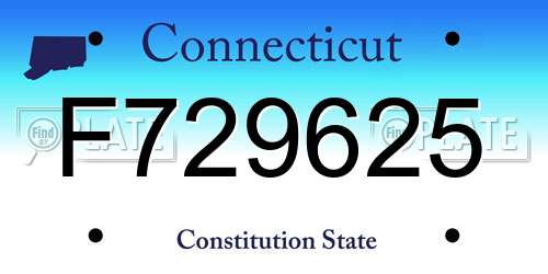 F729625 Connecticut License Plate