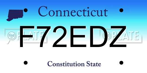 F72EDZ Connecticut License Plate