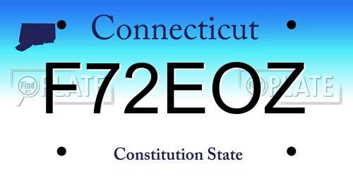 F72EOZ Connecticut License Plate