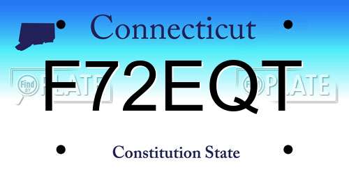 F72EQT Connecticut License Plate