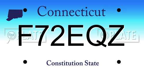 F72EQZ Connecticut License Plate