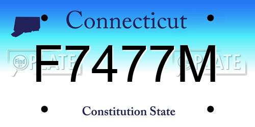 F7477M Connecticut License Plate
