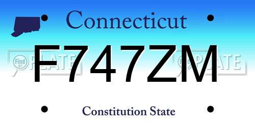 F747ZM Connecticut License Plate