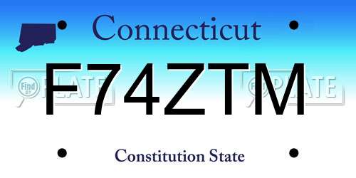 F74ZTM Connecticut License Plate