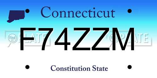 F74ZZM Connecticut License Plate