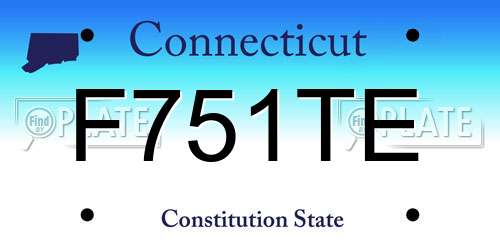 F751TE Connecticut License Plate