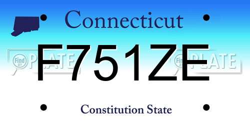 F751ZE Connecticut License Plate