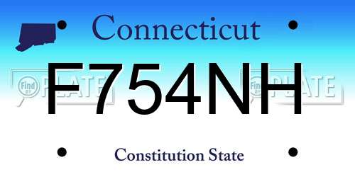F754NH Connecticut License Plate