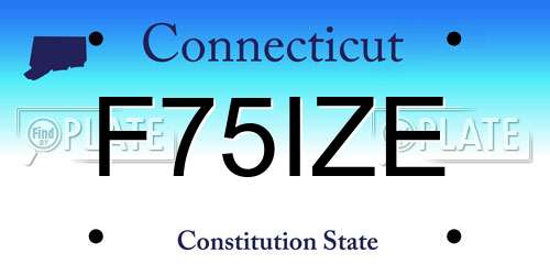 F75IZE Connecticut License Plate