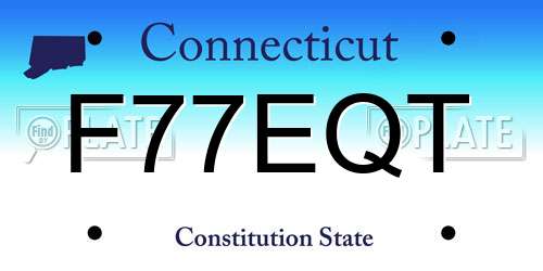 F77EQT Connecticut License Plate