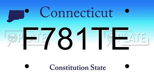 F781TE Connecticut License Plate