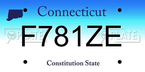 F781ZE Connecticut License Plate