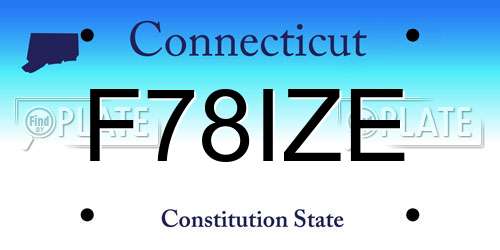 F78IZE Connecticut License Plate
