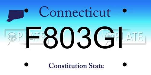F803GI Connecticut License Plate