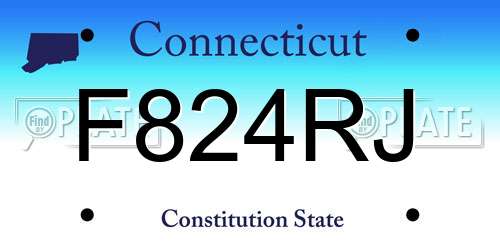 F824RJ Connecticut License Plate