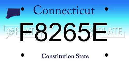 F8265E Connecticut License Plate