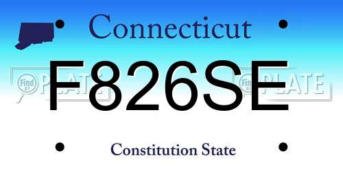 F826SE Connecticut License Plate