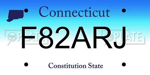 F82ARJ Connecticut License Plate