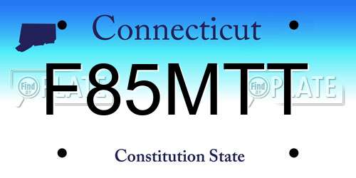 F85MTT Connecticut License Plate