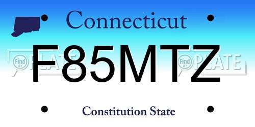 F85MTZ Connecticut License Plate