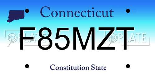 F85MZT Connecticut License Plate