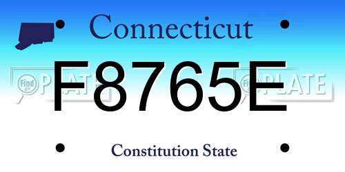 F8765E Connecticut License Plate