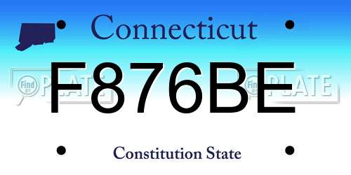 F876BE Connecticut License Plate