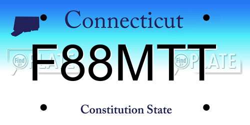 F88MTT Connecticut License Plate