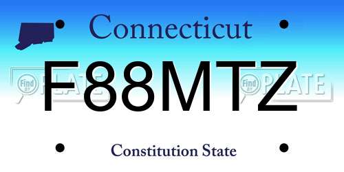 F88MTZ Connecticut License Plate