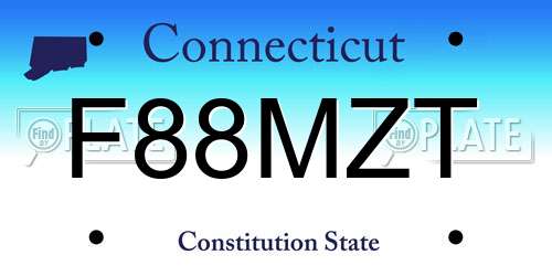 F88MZT Connecticut License Plate