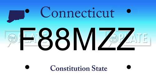 F88MZZ Connecticut License Plate